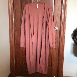Mauve long sleeve long cardigan